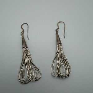 South Western Style Liquid Silver 10 Strand Dangle Earrings - 4.5g